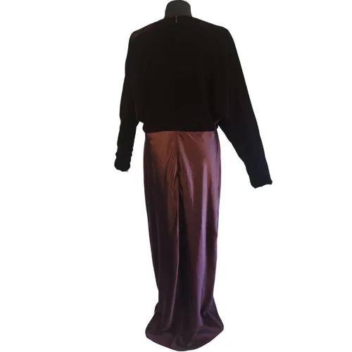 ASOS Design – Bordowa Suknia Maxi Welur & Satyna R. 46 (XXL) - zdjęcie 5