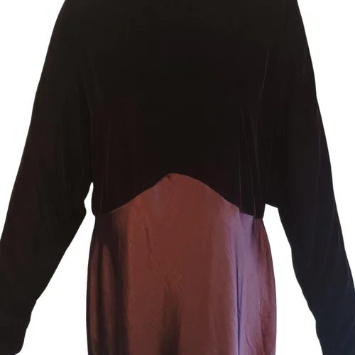 ASOS Design – Bordowa Suknia Maxi Welur & Satyna R. 46 (XXL) - zdjęcie 6