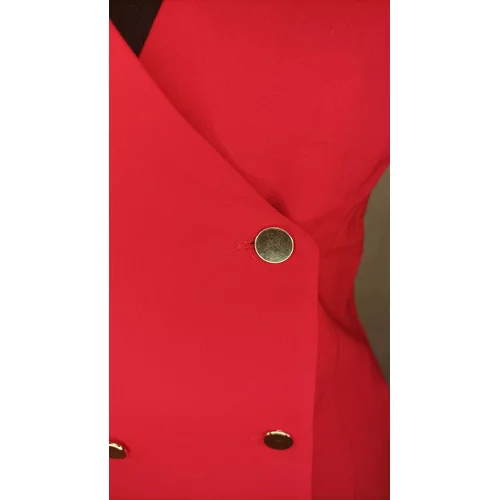 Trendyol – Czerwona Sukienka Żakietowa Gold Buttons R. 36 - zdjęcie 7