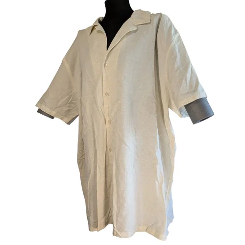 Jasnobeżowa Koszula Męska BOOHOOMAN Oversize Plisowana 3XL - zdjęcie 6