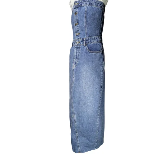 Jeansowa Sukienka Bandeau Boohoo 36 (UK 8) Mid Blue - zdjęcie 2