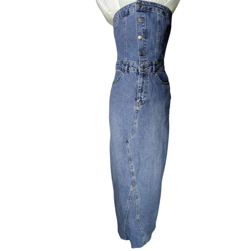 Jeansowa Sukienka Bandeau Boohoo 36 (UK 8) Mid Blue - zdjęcie 5