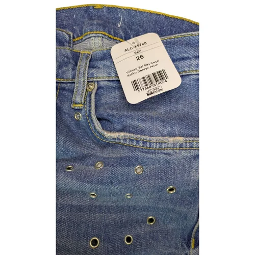 Jeansy Damskie Trendyol Alaçati Z Ozdobnymi Kółkami 26 - zdjęcie 8