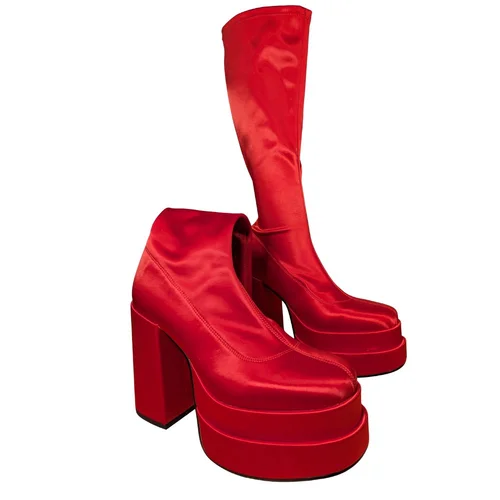 Steve Madden – Czerwone Kozaki Stretch na Platformie 41 - zdjęcie 4