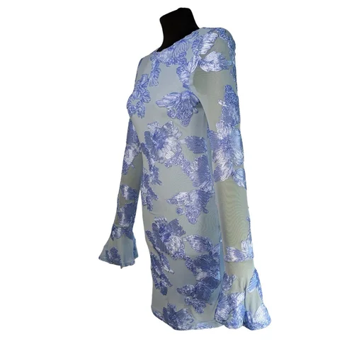 Sukienka Mini Haftowana Loavies Błękitna Open Back Rozmiar XS - zdjęcie 2