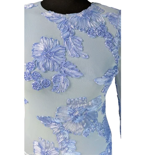 Sukienka Mini Haftowana Loavies Błękitna Open Back Rozmiar XS - zdjęcie 4