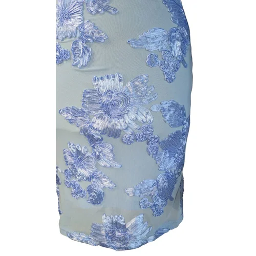 Sukienka Mini Haftowana Loavies Błękitna Open Back Rozmiar XS - zdjęcie 5