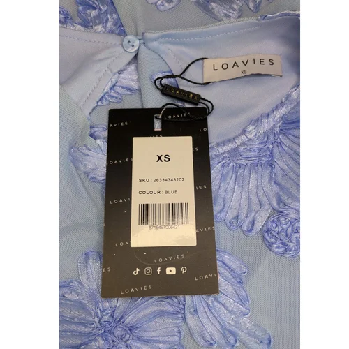 Sukienka Mini Haftowana Loavies Błękitna Open Back Rozmiar XS - zdjęcie 6