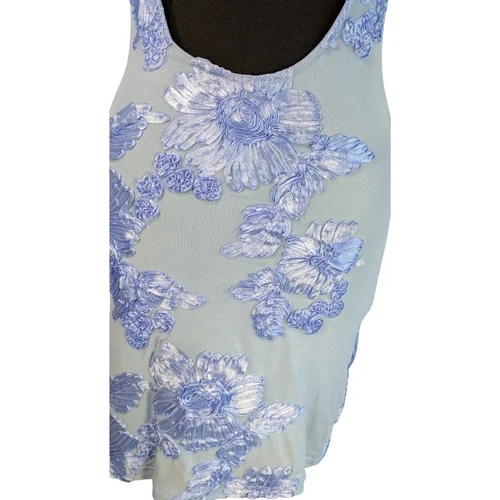 Sukienka Mini Haftowana Loavies Błękitna Open Back Rozmiar XS - zdjęcie 7