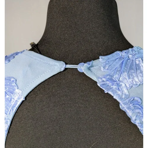 Sukienka Mini Haftowana Loavies Błękitna Open Back Rozmiar XS - zdjęcie 9