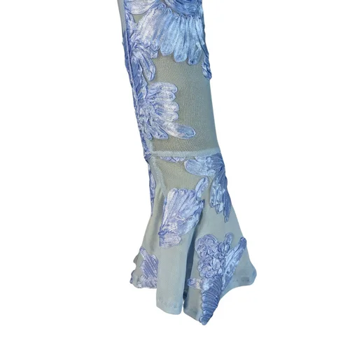 Sukienka Mini Haftowana Loavies Błękitna Open Back Rozmiar XS - zdjęcie 11