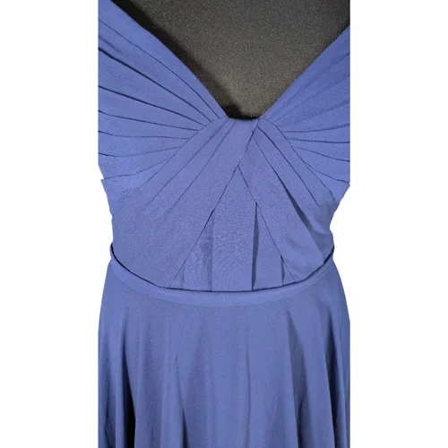 Mascara London – Granatowa Suknia Wieczorowa Drapowana – 38 - zdjęcie 4