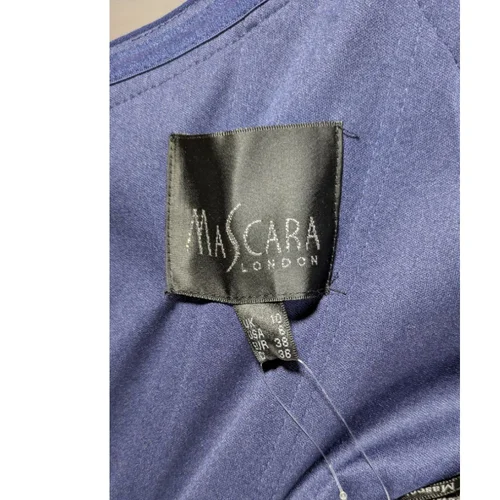 Mascara London – Granatowa Suknia Wieczorowa Drapowana – 38 - zdjęcie 6