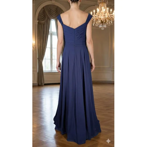 Mascara London Suknia Wieczorowa Navy Drapowana Rozmiar 38 - zdjęcie 10