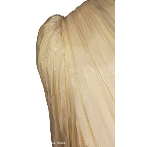 Mihir Istanbul – Szampańska Suknia Maxi z Gniecionej Tkaniny -Rozmiar 44 - zdjęcie 7