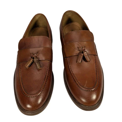 Męskie Skórzane Loafersy Thomas Crick – Brązowe z Frędzlami 43 (Wkładka 28,5 cm) - zdjęcie 2