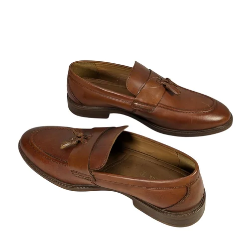 Męskie Skórzane Loafersy Thomas Crick – Brązowe z Frędzlami 43 (Wkładka 28,5 cm) - zdjęcie 4