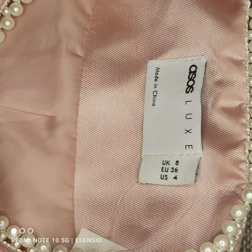 ASOS LUXE – Różowy Żakiet Crop Satin Bow z Perłami R. 36 - zdjęcie 6