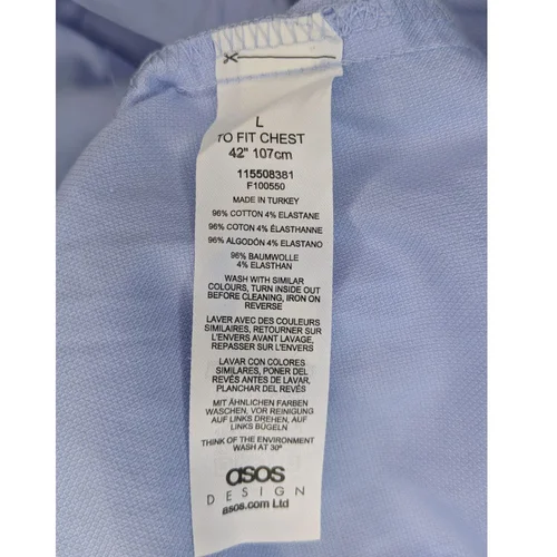 Błękitna Koszula Męska ASOS DESIGN L (42) Bawełna - zdjęcie 9
