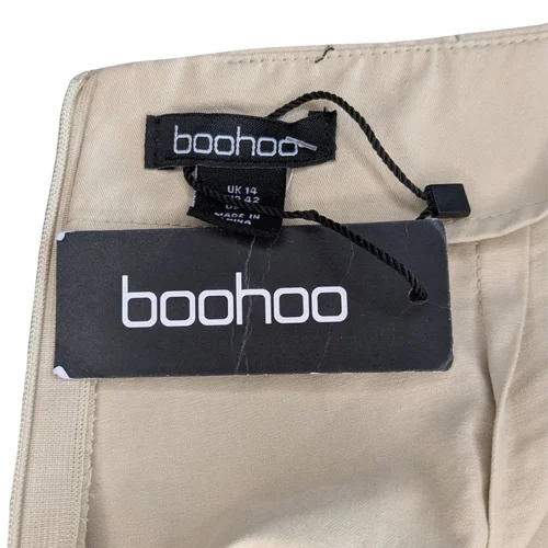 Beżowe Spódnicospodnie Bawełniane BOOHOO Kopertowe z Klamrami 42 - zdjęcie 7