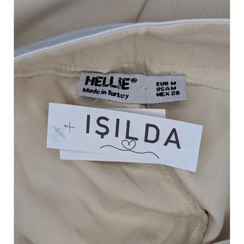 Beżowe Spodnie Szerokie HELLIE M (38) Kontrastowy Pas - zdjęcie 9