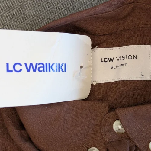 Brązowa Koszula Męska LC WAIKIKI Slim Fit Wiskoza L - zdjęcie 9
