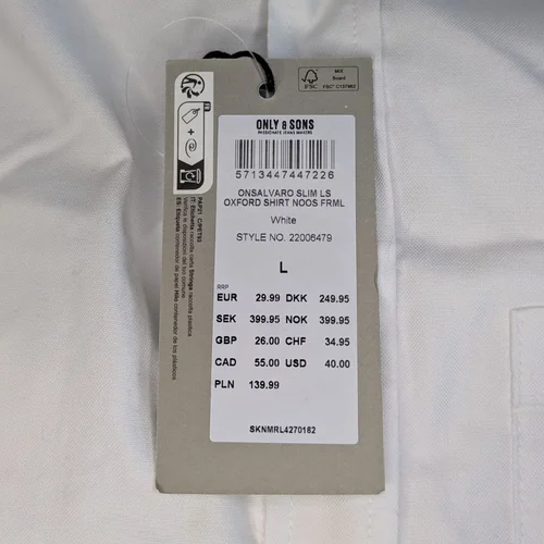 Biała Koszula Męska ONLY & SONS Slim Fit L - zdjęcie 11