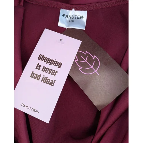 Bordowa Sukienka Kopertowa PAKUTEN L/XL (16) Marszczenia - zdjęcie 8