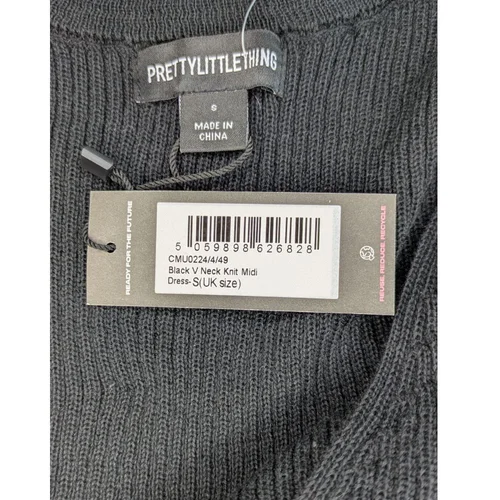 Czarna Sukienka Dzianinowa Midi PrettyLittleThing S - zdjęcie 5