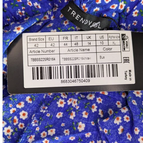 Niebieskie Spódnicospodenki w Kwiaty Trendyol 42 Falbany - zdjęcie 4