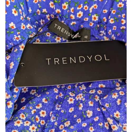 Niebieskie Spódnicospodenki w Kwiaty Trendyol 42 Falbany - zdjęcie 6