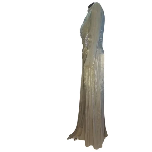 Mihir Istanbul – Wieczorowa Suknia Maxi z Kryształami (Sage Gold) – 40 - zdjęcie 2