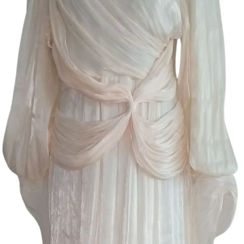 Mihir Istanbul – Kremowa Suknia Wieczorowa Drapowana – 44 - zdjęcie 4