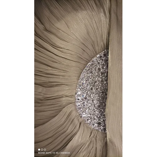 Mihir Istanbul – Wieczorowa Suknia Maxi z Kryształami (Sage Gold) – 40 - zdjęcie 5