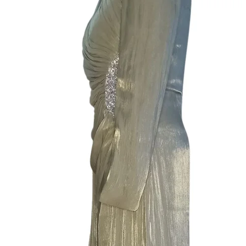 Mihir Istanbul – Wieczorowa Suknia Maxi z Kryształami (Sage Gold) – 40 - zdjęcie 8