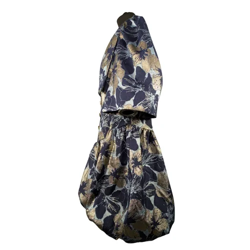 ASOS LUXE – Sukienka Żakardowa Bombka Granat Złoto R. 48 - zdjęcie 4