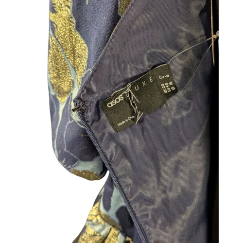 ASOS LUXE – Sukienka Żakardowa Bombka Granat Złoto R. 48 - zdjęcie 6