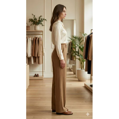 Trendyol – Camelowe Spodnie Wide Leg High Waist R. 42 (Wypada jak 38) - zdjęcie 6