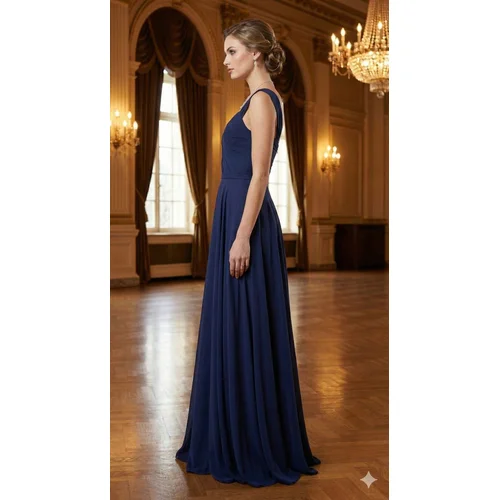 Mascara London Suknia Wieczorowa Navy Drapowana Rozmiar 38 - zdjęcie 11