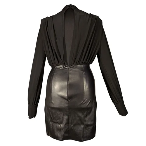 ASOS Design – Sukienka Mini Ekoskóra & Krepa Odkryte Plecy R. 36 (Małe S) - zdjęcie 5