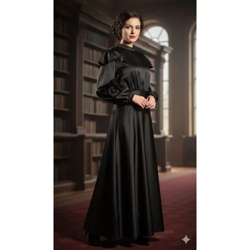 FSM Fashion Sukienka Maxi Satin Elegance Czarna Rozmiar 44 - zdjęcie 11