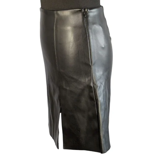 Noisy May – Czarna Spódnica Mini z Eko-skóry z Rozcięciem – XS (NMClara Penny) - zdjęcie 4