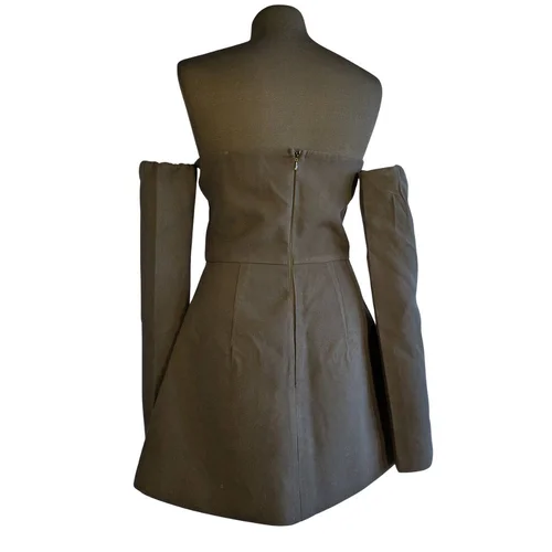 PrettyLittleThing – Czarna Sukienka Gorsetowa z Rękawami – 36 - zdjęcie 8