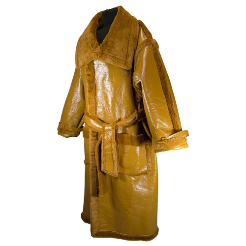 Płaszcz Midi Z Winylowej Ekoskóry Z Futerkiem PrettyLittleThing Camel 52 - zdjęcie 2