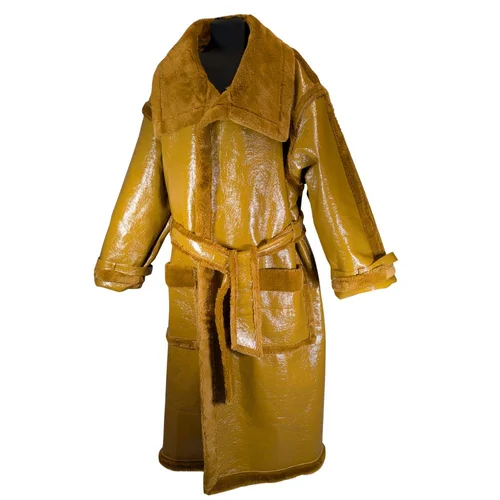 Płaszcz Midi Z Winylowej Ekoskóry Z Futerkiem PrettyLittleThing Camel 52 - zdjęcie 8