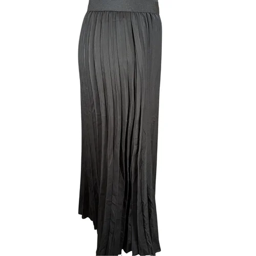 Premium Collection – Satynowa Spódnica Plisowana Midi Black S - zdjęcie 4