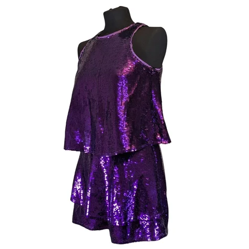 River Island – Fioletowy Kombinezon Cekinowy 34 - zdjęcie 3