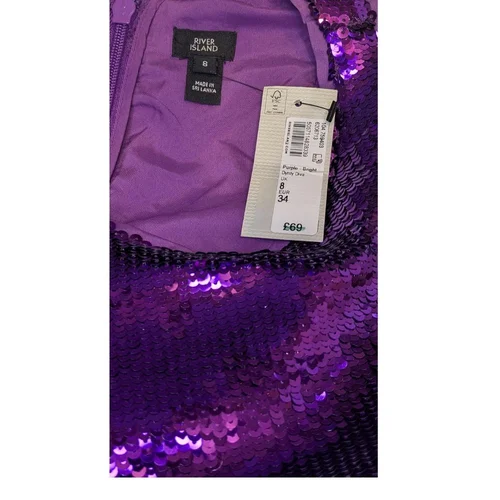 River Island – Fioletowy Kombinezon Cekinowy 34 - zdjęcie 6