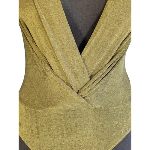 River Island – Oliwkowe Body Kopertowe Shimmer Puff Sleeve 34 (XS) - zdjęcie 8