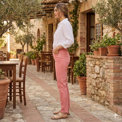 River Island – Jeansy High Rise Skinny Sculpt Koralowe R. 42 - zdjęcie 8